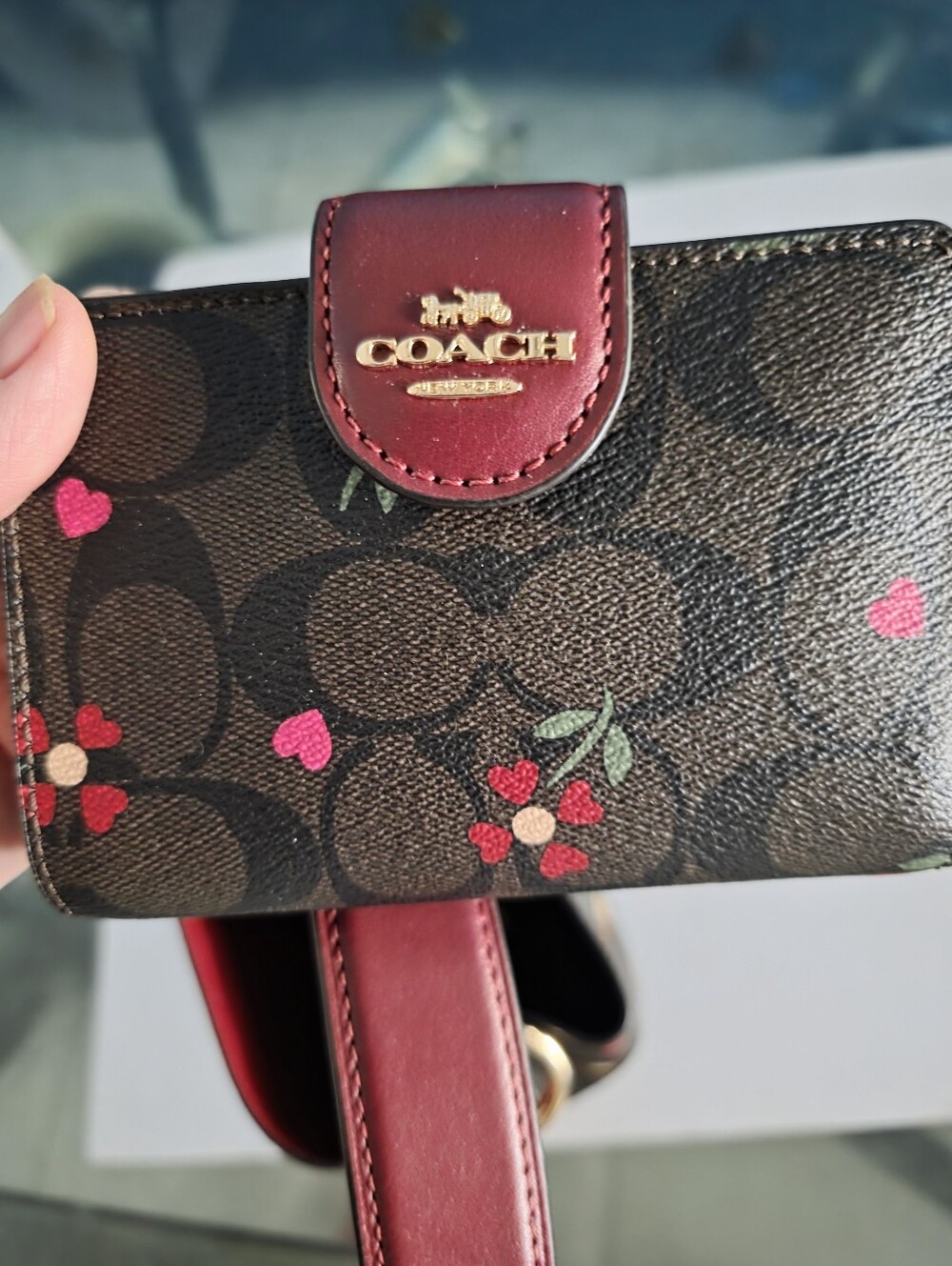 New Coach Brown Signature Floral Crossbody Set - Picture 9 of 9